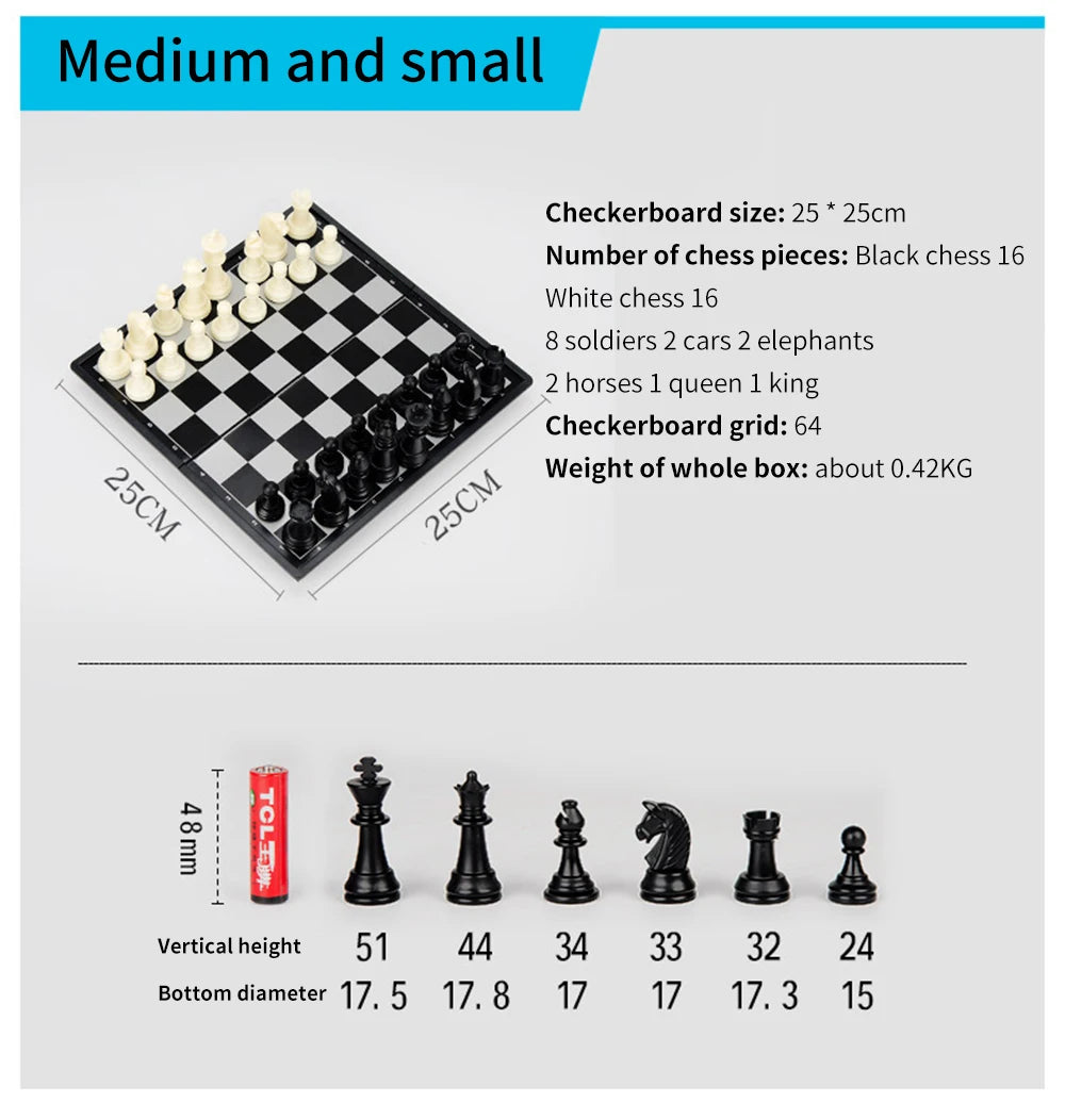Portable Special Magnetic Chess Backgammon Checkers Set Big Board Draughts Entertainment Christmas Travel Games Aldult Kids Gift