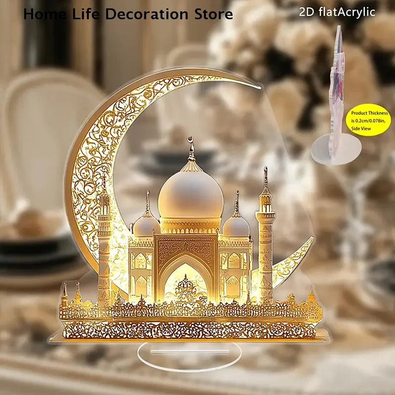 Ramadan Festival 2D Acrylic Moon Castle Craft Ornament 2025 Eid Al-fitr Mubarak Decoration Islamic Muslim Home Party Table Gifts