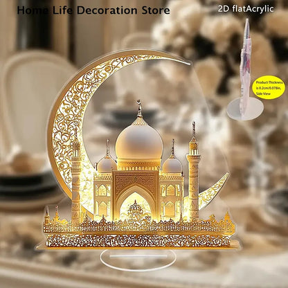 Ramadan Festival 2D Acrylic Moon Castle Craft Ornament 2025 Eid Al-fitr Mubarak Decoration Islamic Muslim Home Party Table Gifts