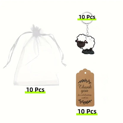 10 Sets of Sheep Hanging Keychains, Suitable for Eid Al Fitr, Baptism, Weddings, Birthdays, New Semester Gifts, and Party Gifts