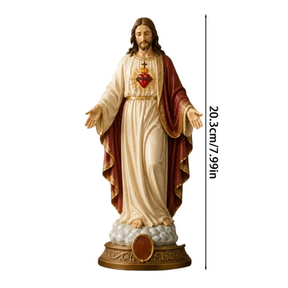 8 Inch Jesus Heart Virgin Mary Figurines Blessed Mother Statues Collectible Figurines Religious Desk Decor For Bedroom