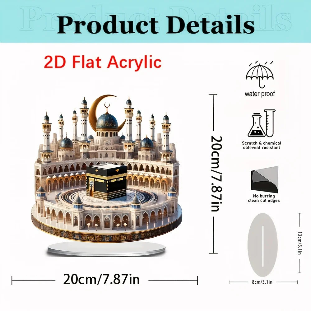 2D Flat 1pc 2D Flat Acrylic Classic Kaba Model - Bohemian Style Tabletop Decoration, Religious Theme, Multifunctional Ramadan