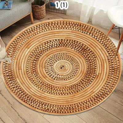 The Woodland Circle – Bohemian Wood-Patterned Anti-Slip Area Rug