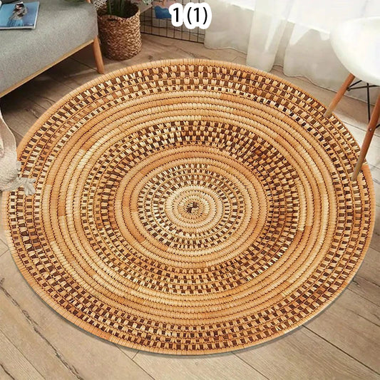 The Woodland Circle – Bohemian Wood-Patterned Anti-Slip Area Rug