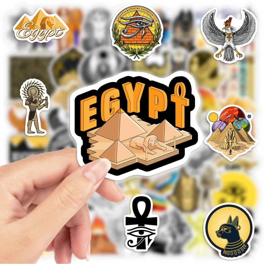 Egyptian Culture Sticker Pack – Pyramids & Pharaohs Waterproof Decals for Scrapbook & Laptop