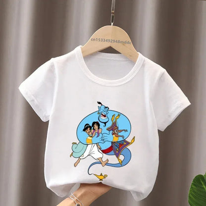 Hot Sale Aladdin Jasmine Princess Print Cartoon Kids T-Shirts Girls Clothes Baby Boys Short Sleeve T shirt Summer Children Topsr