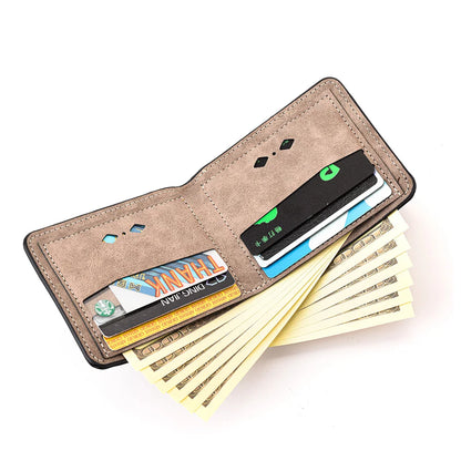 Men's Short PU Leather Wallet Casual Jesus Pattern Money Clip - Fashionable Compact Billfold for Men