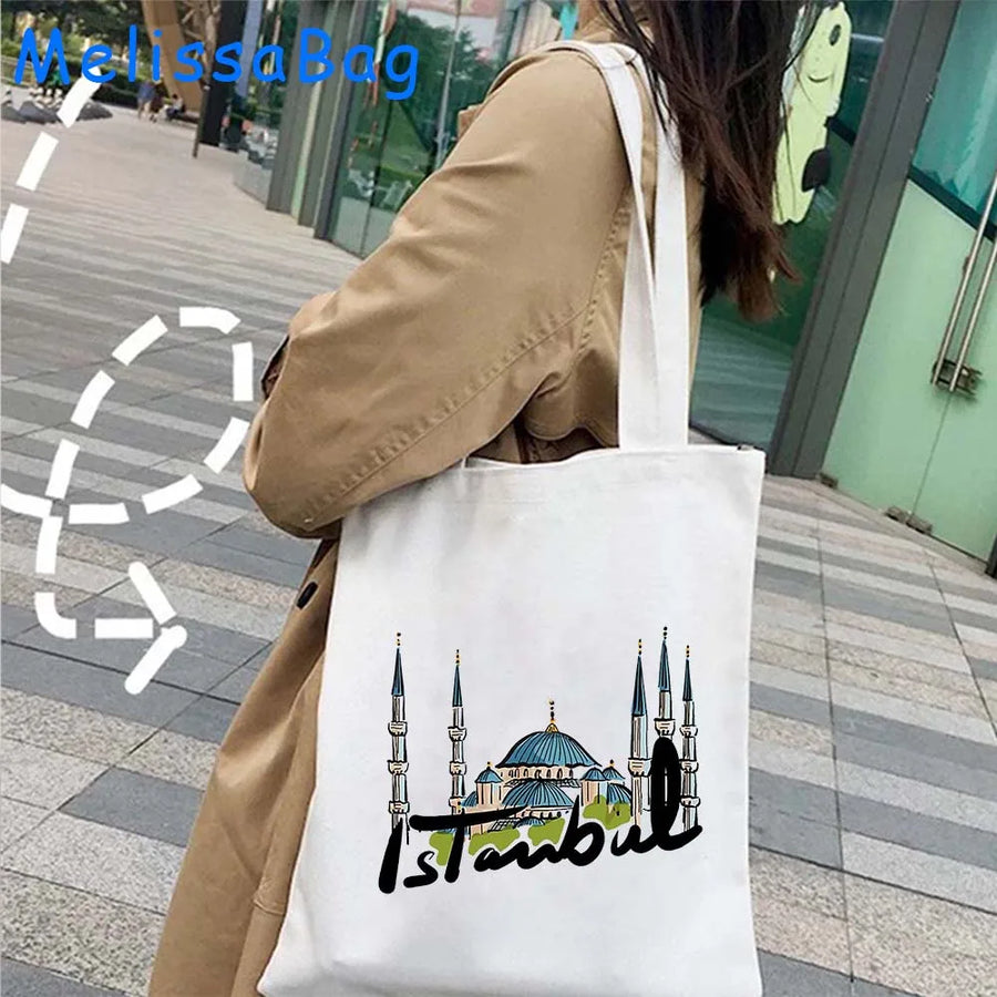 Istanbul in Watercolor – Sultan Ahmed & Galata Skyline Tote