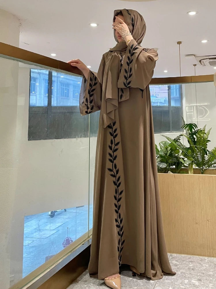 The Eid Set – 2-Piece Embroidered Abaya with Scarf for the Muslim Woman