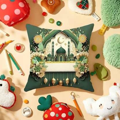 Ramadan Islamic Eid Muslim Halal Cushion Cover Plush Fabric Soft  Printed Sofa Warm Winter Home Gift Pillow Cover