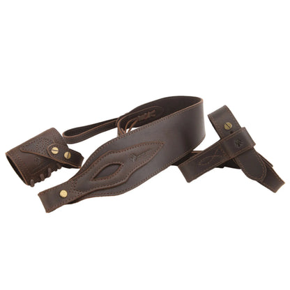 WAYNE'S DOG 1 Combo LeatherRifle Gun No Drill Harnessed Buttstock Holder with Barrel Mount with Matched Gun Sling Shoulder Strap
