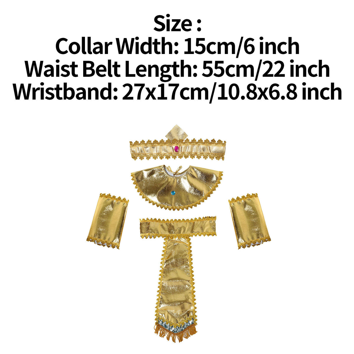 Pharaoh & Cleopatra Luxury Cosplay Set – Gold Trim Egyptian King & Goddess Costume