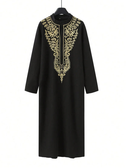 Luxury men's Muslim long sleeve Embroidered garment Embroidered new long sleeve Islamic robe for Muslims