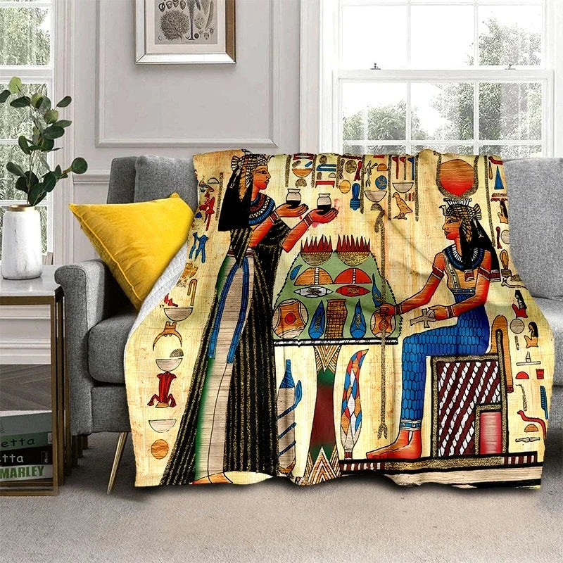 Pharaoh Hieroglyphic Egyptian Mythology Soft Flannel Blanket for Beds Bedroom Sofa Picnic,Throw Blanket for Outdoor Leisure Gift