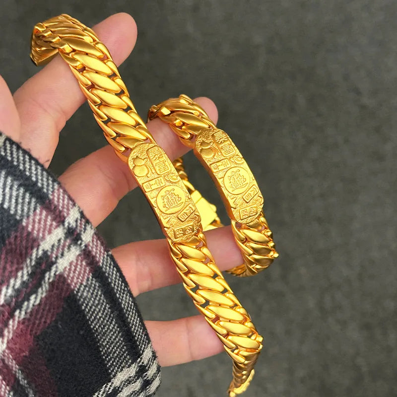 Luxury 24K 9999 Pure Gold real gold Jiyan Brand Men's and Women's Bracelet
