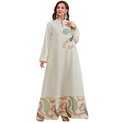 Elegant Eid Muslim Evening Party Jalabiya Marocain Dress Ramadan Arabic Embroidery Abaya Islamic Turkish Moroccan Kaftan Gown