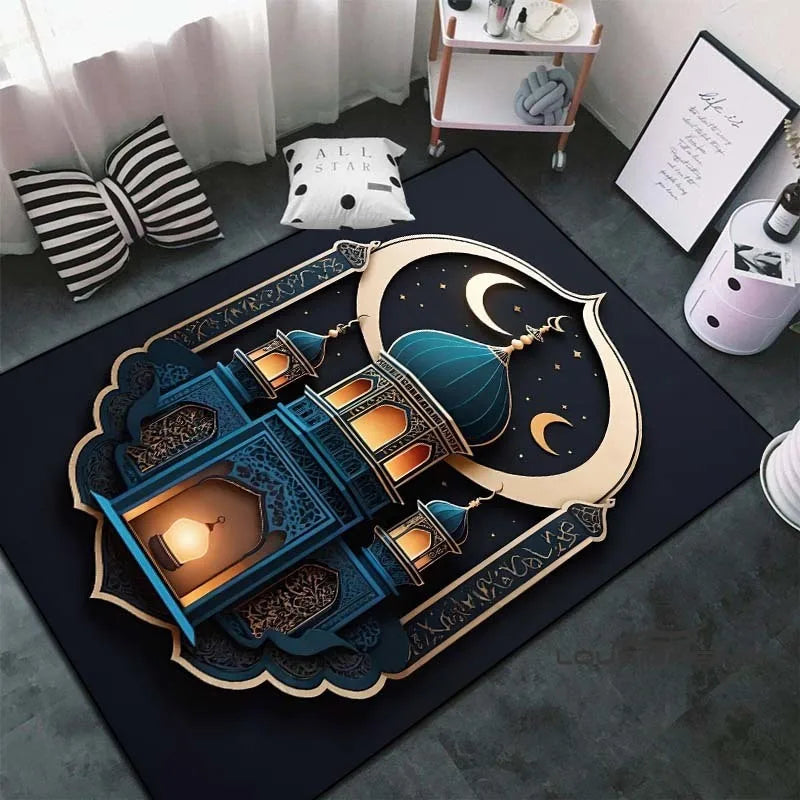 Soft Islamic Prayer Rug for Muslim Women, Elegant Carpet, Home Decoration Portable Prayer
