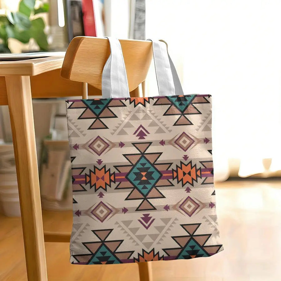 Azteca Nomad – Navajo Pattern Double-Sided Canvas Shoulder Tote