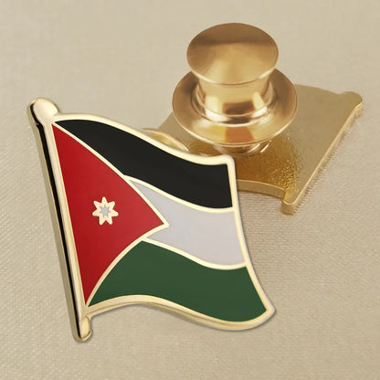 Jordan National Symbols Brooch Set – Map, Flag, Emblem & Flower Lapel Pins