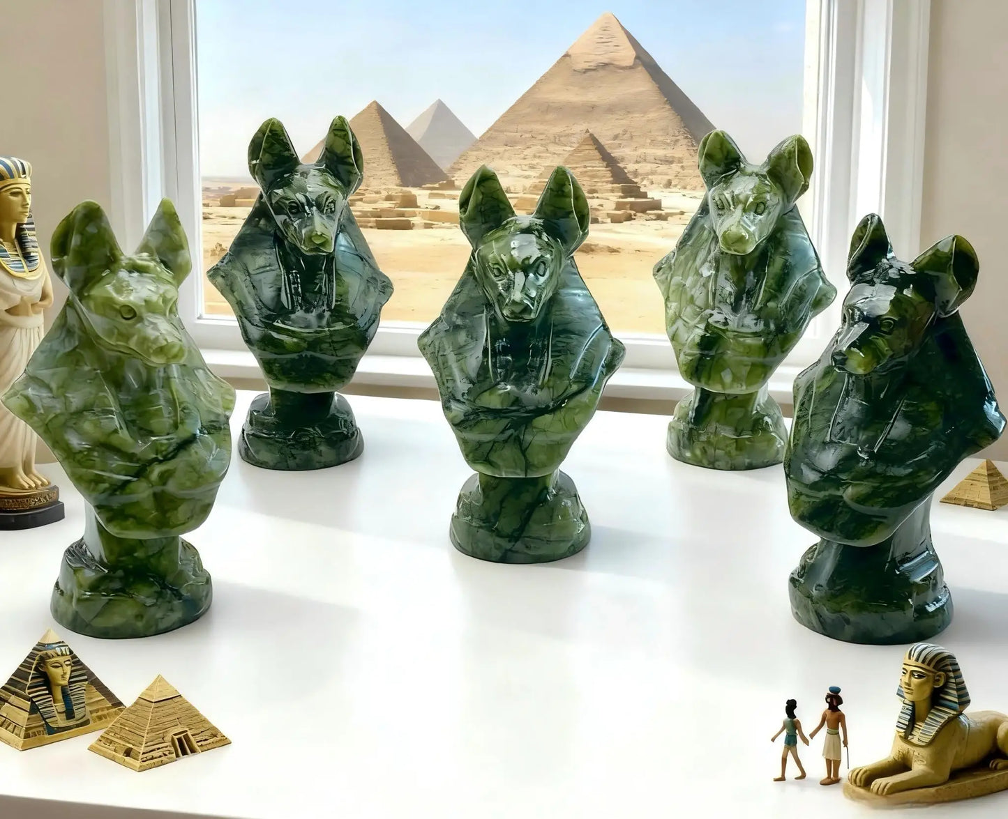 1PC Xiuyan Anubis Carved Ornaments,Stone Collection,Excellent gifts,Halloween,Easter,Halloween Decorative gifts,Home Decorations