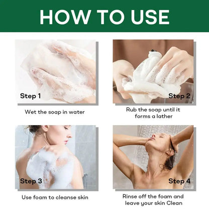 1/2PCS 100G Seaweed scrub particle soap is rich in vitamin E. It contains olive oil, which gently cleanses the face, moisturizes