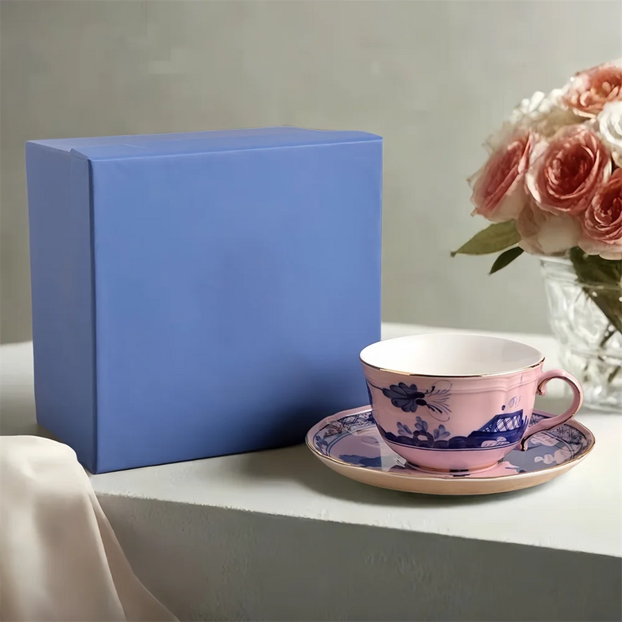 Oriental Bloom – High-End Ceramic Coffee Cup Set with Gift Box