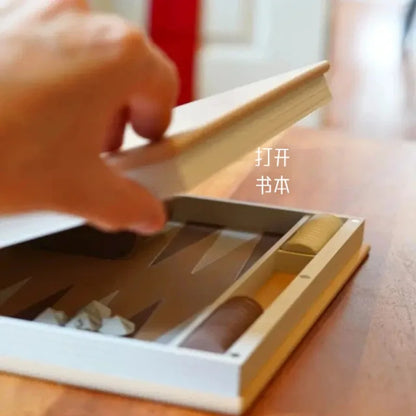 Foldable Book-Shaped Backgammon Board Game | Portable Travel Size | Premium Decor & Gift Idea