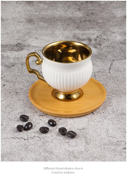 Best 2pcs/set Turkish Coffee Cups Set Of 2 Ceramics Cup Of Coffee Creative Gifts Relief Teacup And Saucer Set Retro 90ml Gobelet