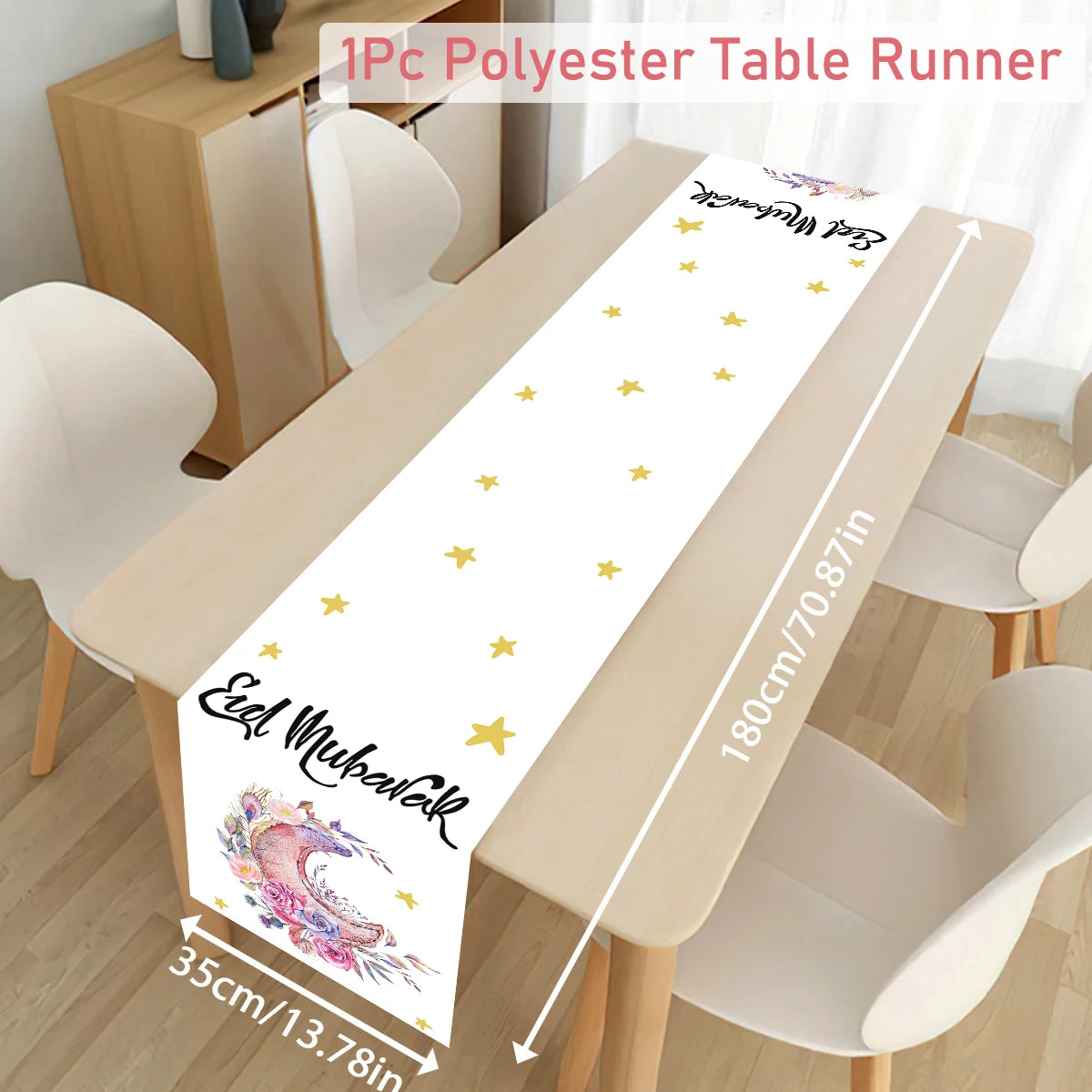 EID Mubarak Decoration Table Runner Ramadan Decor 2024 For Home Tablecloth Ramadan Kareem Islamic Muslim Party Eid Al-Fitr Gifts