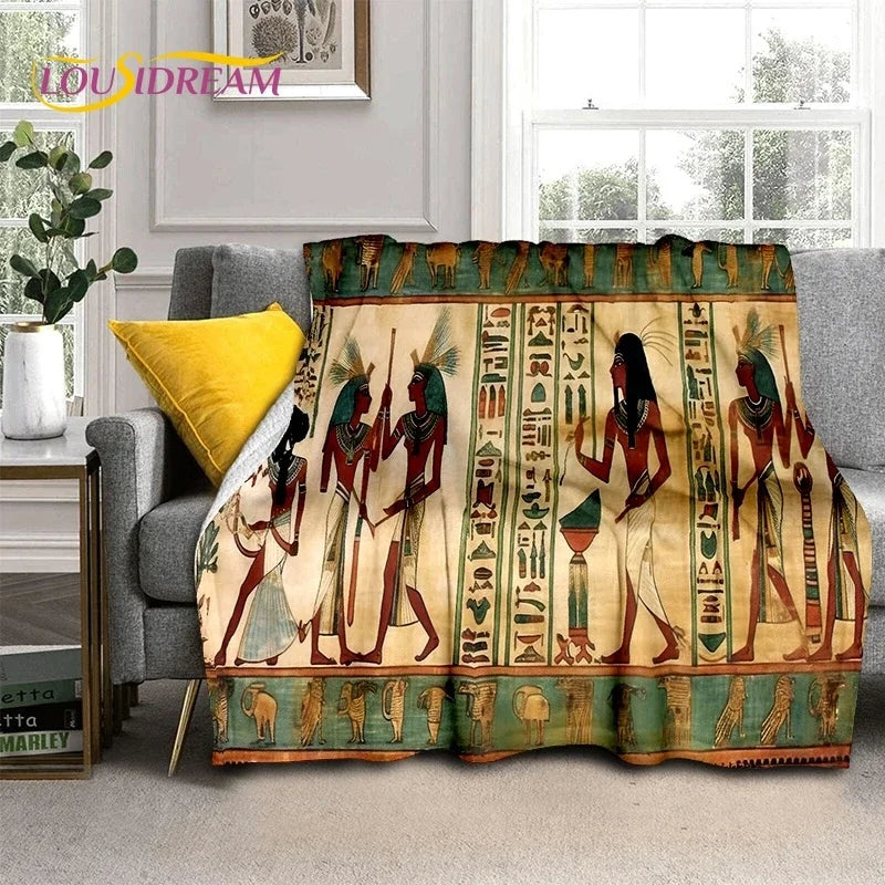 Pharaoh Hieroglyphic Egyptian Mythology Soft Flannel Blanket for Beds Bedroom Sofa Picnic,Throw Blanket for Outdoor Leisure Gift