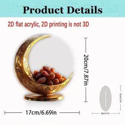 2D Eid al-Fitr Moon Ornament Multi functional Desktop Decora Suitable for Home DecoraFestival Gifts and Muslim Ramadan Celebra
