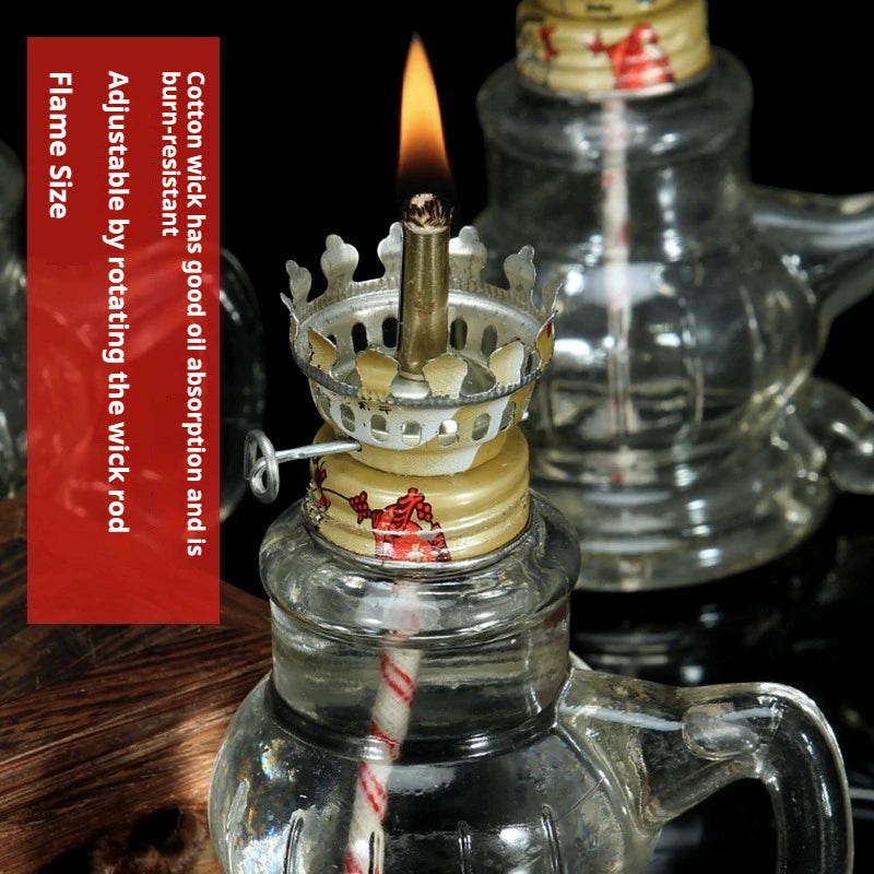 Retro Glass Oil Lamp – Windproof Kerosene Lantern, Vintage Home & Wedding Decor