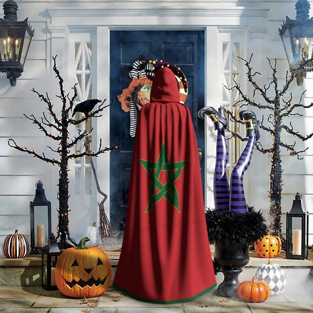 Adult Vampire Cape Hooded Robe Halloween Morocco Cloak Full Length Cosplay