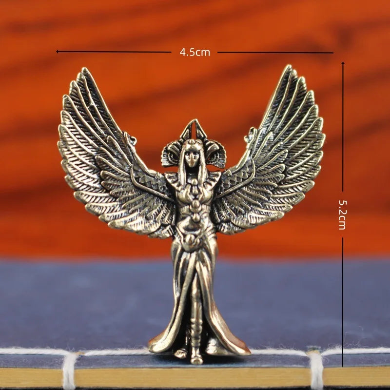 Egyptian Winged Goddess Statue – Metal Handicraft Desk Ornament
