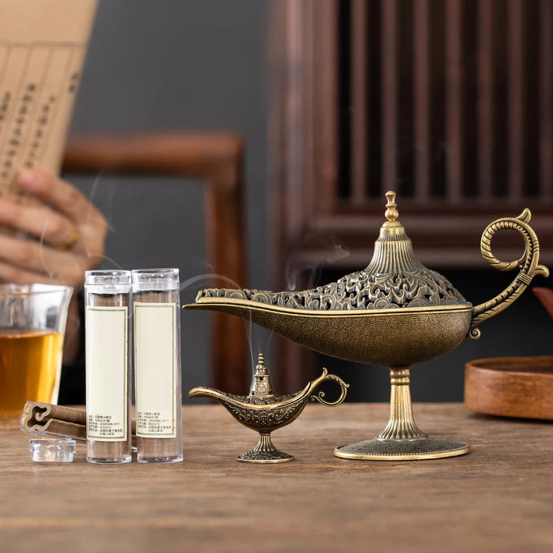 Antique Style Lamp Metal Incense Burner Scented Unscented Candle Holder Home Decor Gift Arabic Incense Burner【Homeclub】