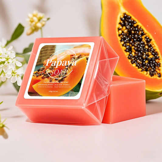 The Papaya & Goat Milk Bar – Whitening & Nourishing Handmade Soap (100g)