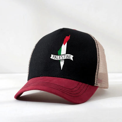 Palestine Arabic Flag Baseball Cap Palestinian Map Fashion Hip Hop Hats Summer  Adult Outdoor Gym mesh breathable Snapback Cap