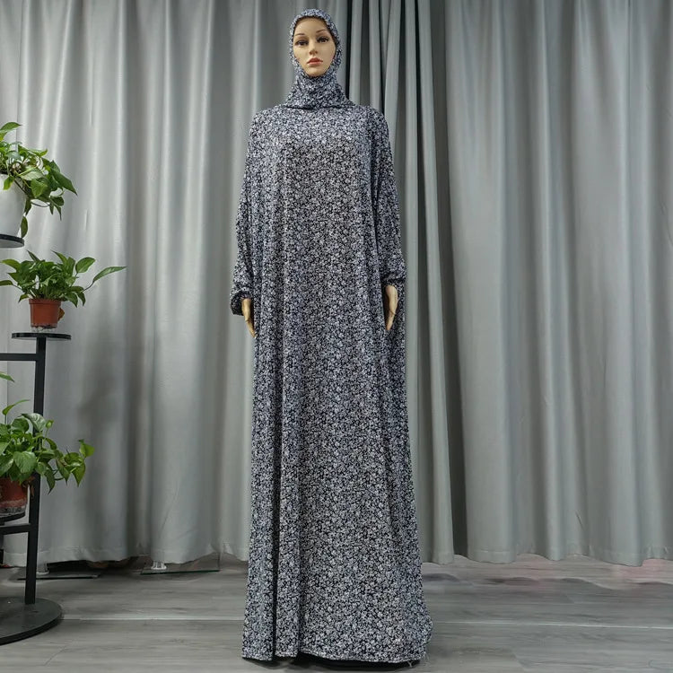 Middle East Prayer Burqa Dress Women Muslim Islamic Full Cover Overhead  Abaya Worship Robe Hooded Gown Vestdios Random