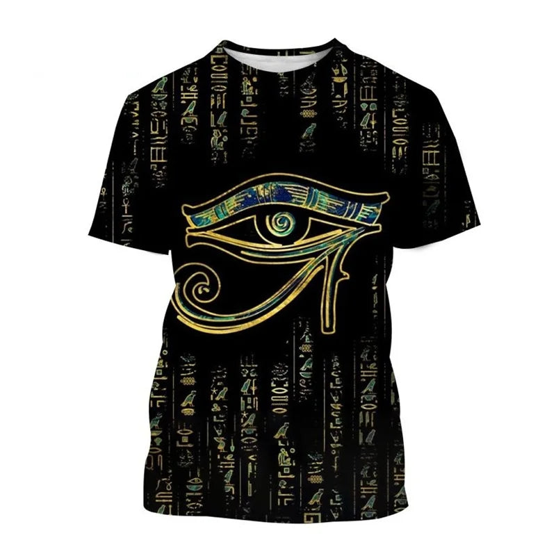 Pharaoh Anubis & Horus 3D T-Shirt – Unisex Retro Egyptian Gods Print Tee