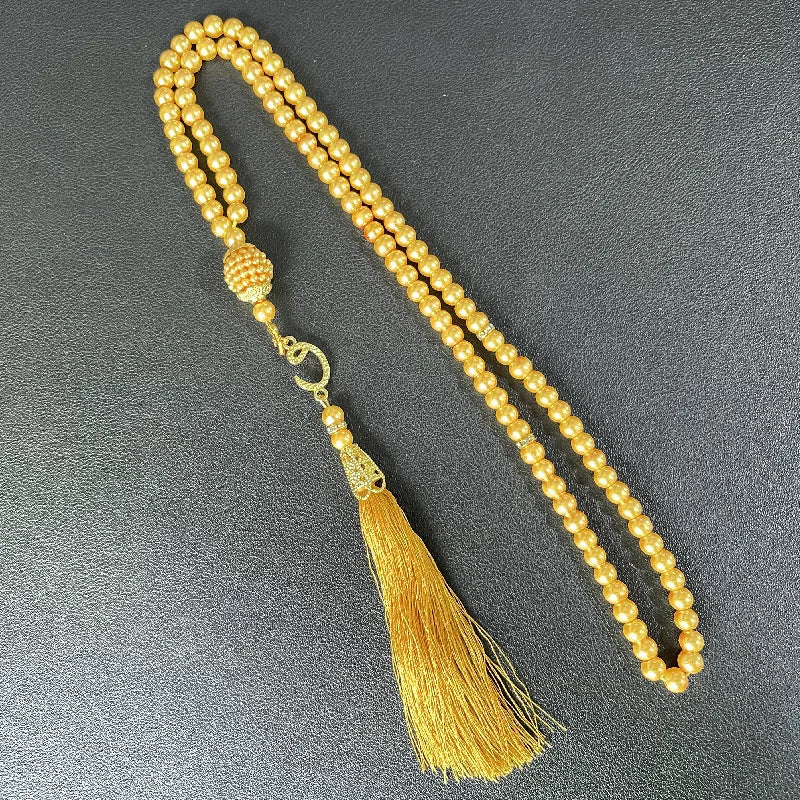 6mm 99pcs Glass Pearls Tassel Turkish Style Muslim Rosary Islamic Prayer Beads Bracelet For Women Jewelry Accessories Gifts New