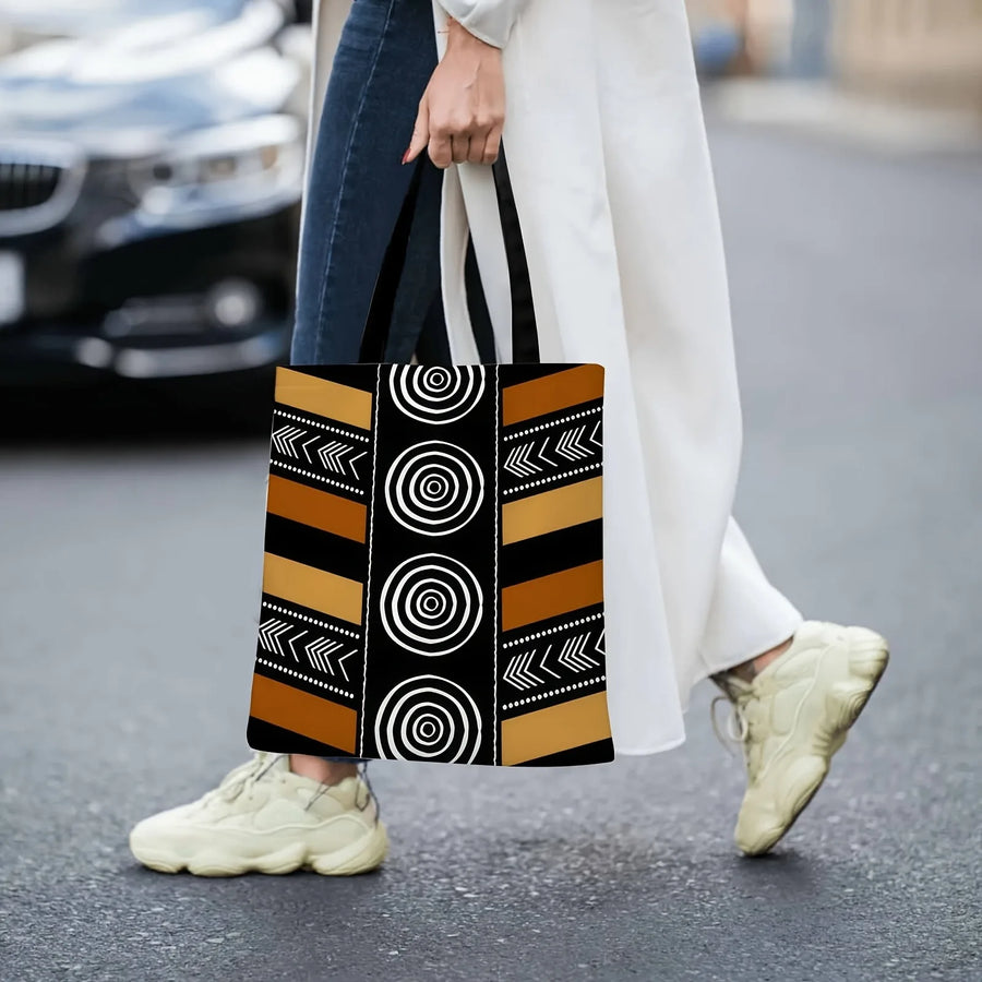 Red & Black Geometry – Traditional Pattern Large Capacity Tote