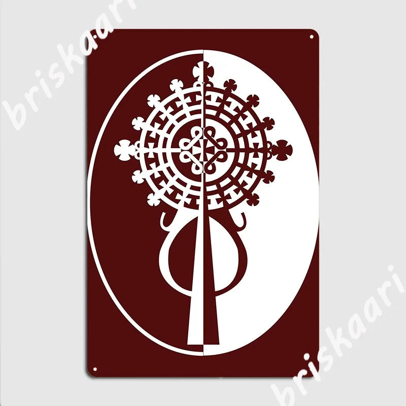 Ethiopian Patterns Metal Signs Wall Mural Customize Ethiopian Cultural Colorful Traditional Habesha Art Work Tin sign Posters