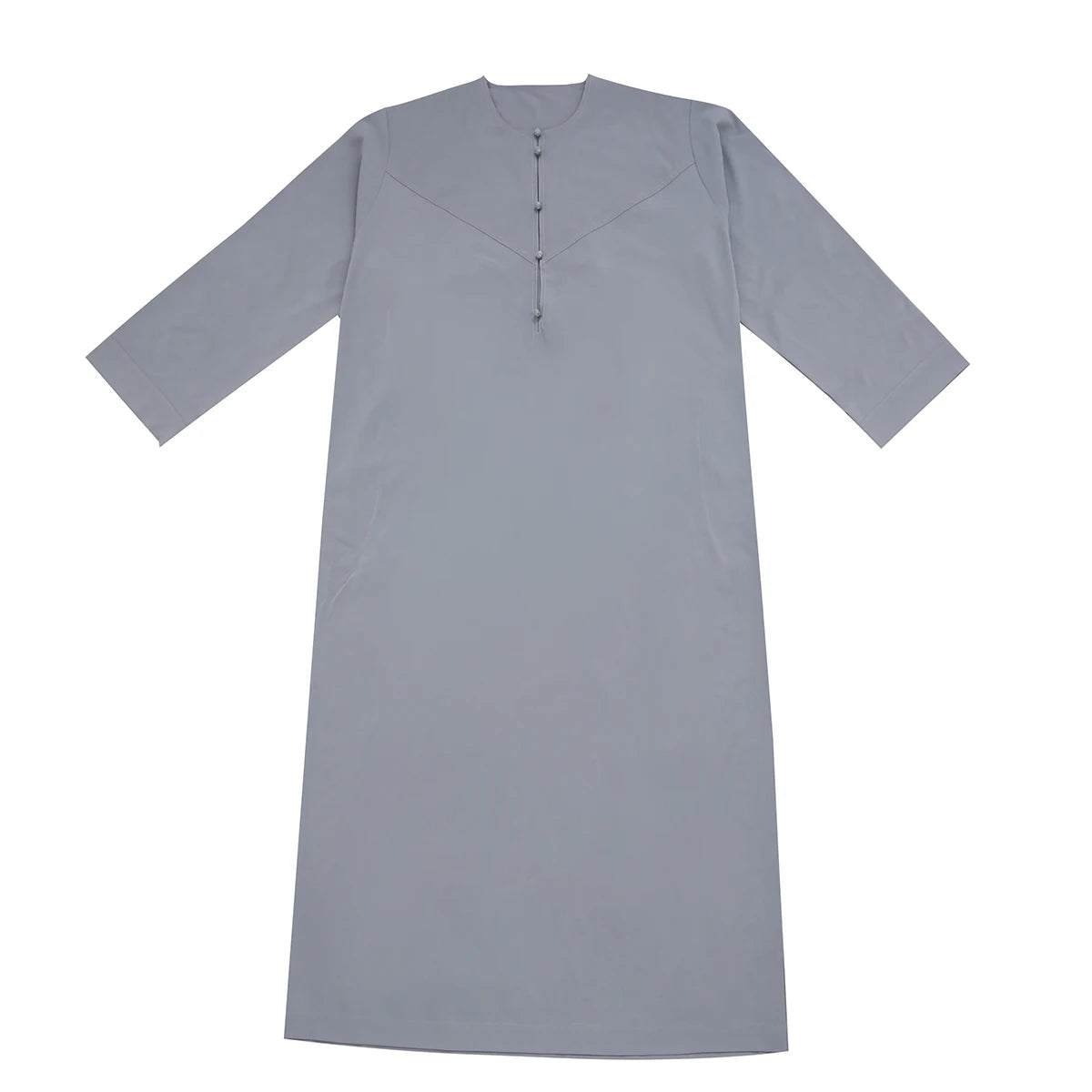 TH839 Men's Muslim Middle Eastern Men Long Sleeves Pure Color Buckle Robe Ramadan Eid Jubba Thobe