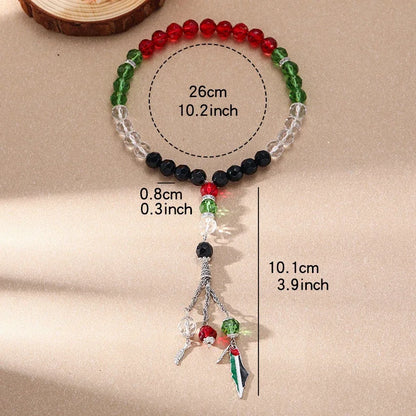 Palestinian Flag Beads Bracelet Palestine Arabic FlagTesbih Prayer Beads Rosary Tasbih Muslim Car-Home-Office Hanging Gifts
