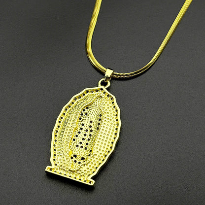 Catholic Virgin Mary Zircons Copper Pendant Necklace for Women Men Stainless Steel Gold Color Our Lady of Guadalupe Jewelry
