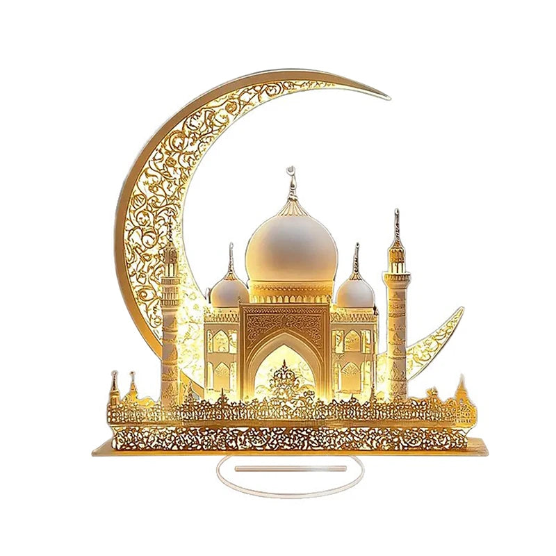 Ramadan Festival 2D Acrylic Moon Castle Craft Ornament 2025 Eid Al-fitr Mubarak Decoration Islamic Muslim Home Party Table Gifts