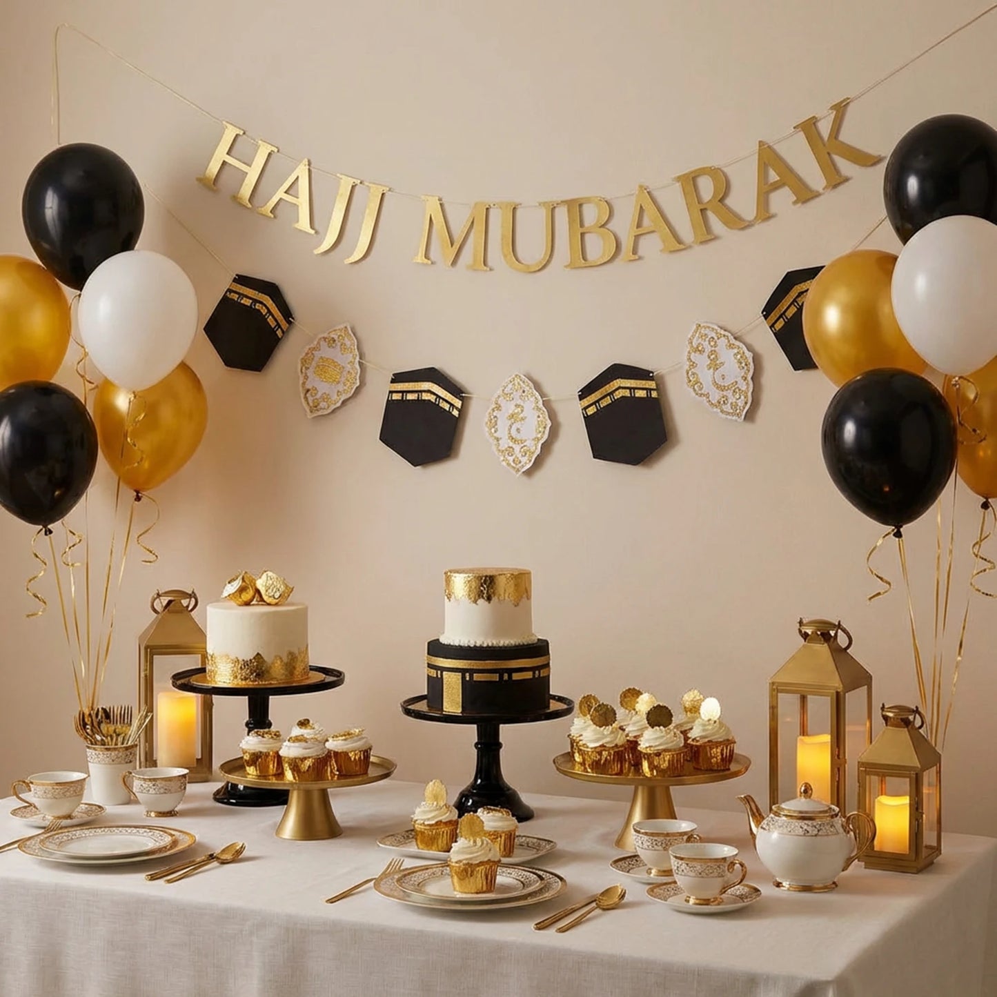 1Pcs Eid Al Adha Hajj Mubarak Commemorative Banner for Holiday Party Decoration Muslim Festive Supplies