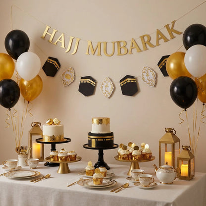 1Pcs Eid Al Adha Hajj Mubarak Commemorative Banner for Holiday Party Decoration Muslim Festive Supplies