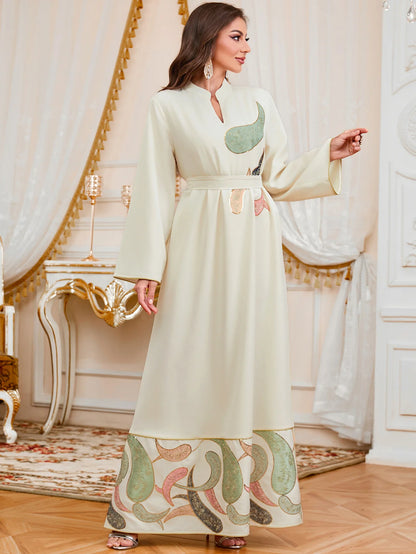 Elegant Eid Muslim Evening Party Jalabiya Marocain Dress Ramadan Arabic Embroidery Abaya Islamic Turkish Moroccan Kaftan Gown
