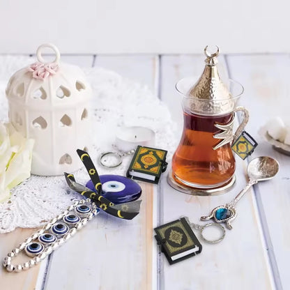 100-24PCS Mini Quran Keychain Book Muslim Islamic Key Chain for Religious Souvenir Gifts RamadanBag Purse Handbag Ornament